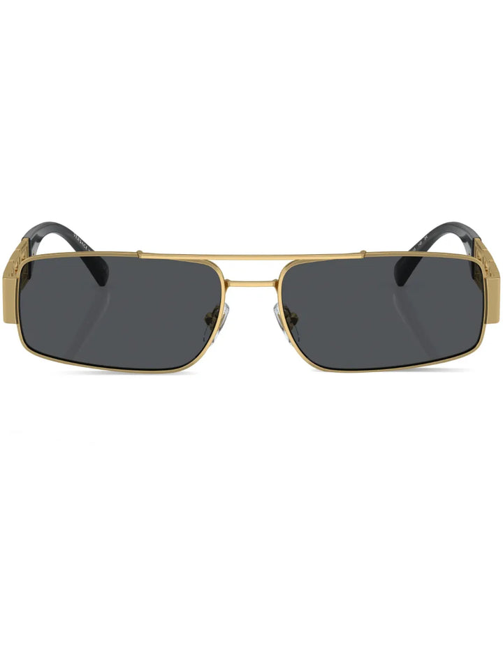 Greca-detail rectangle-frame sunglasses