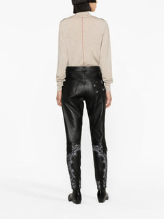 bandana-panelling skinny leather trousers