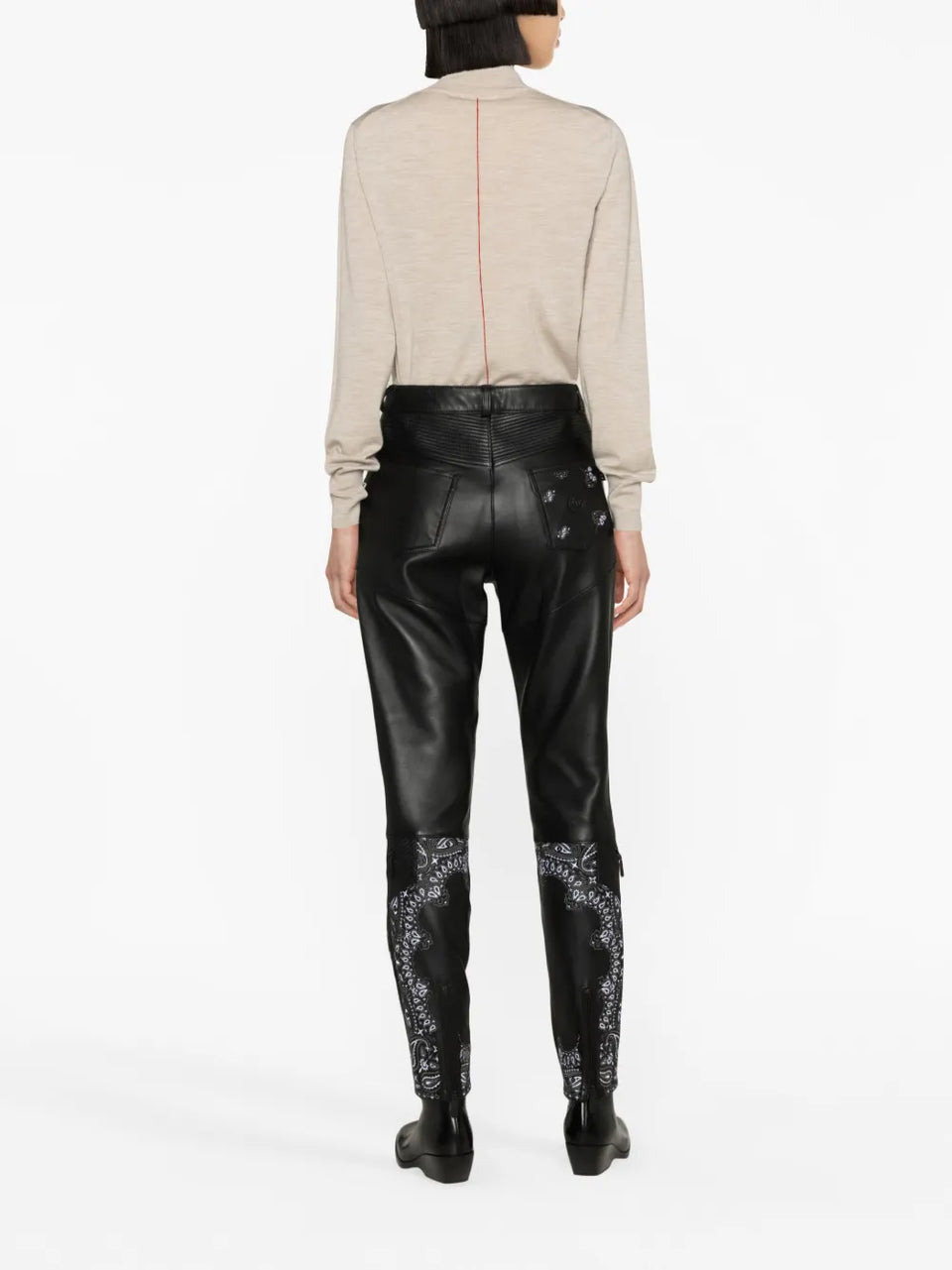 bandana-panelling skinny leather trousers