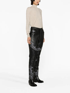 bandana-panelling skinny leather trousers