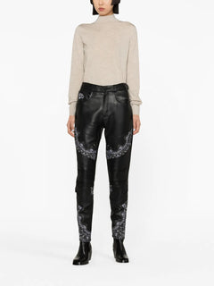 bandana-panelling skinny leather trousers