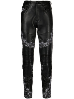 bandana-panelling skinny leather trousers