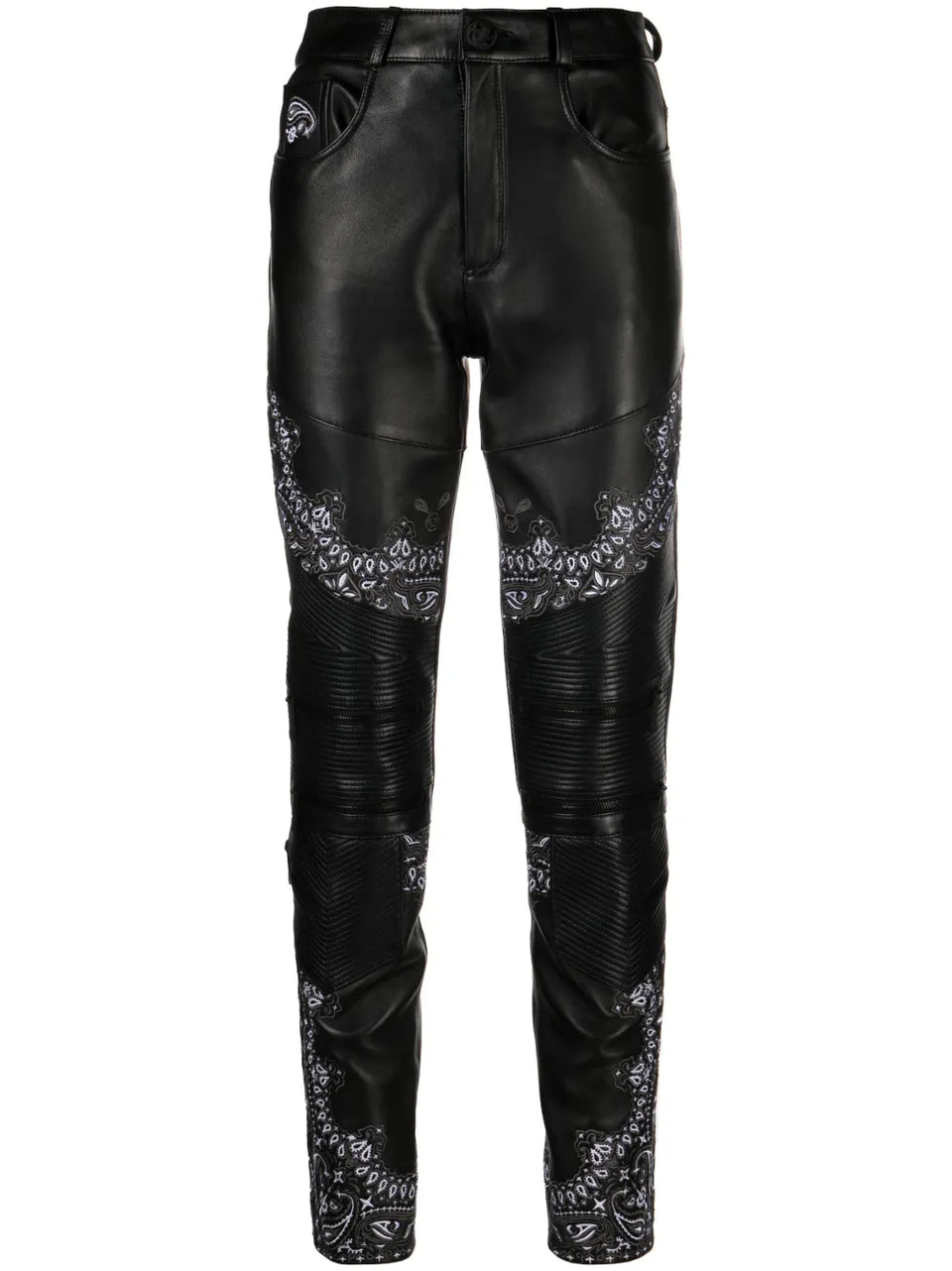 bandana-panelling skinny leather trousers