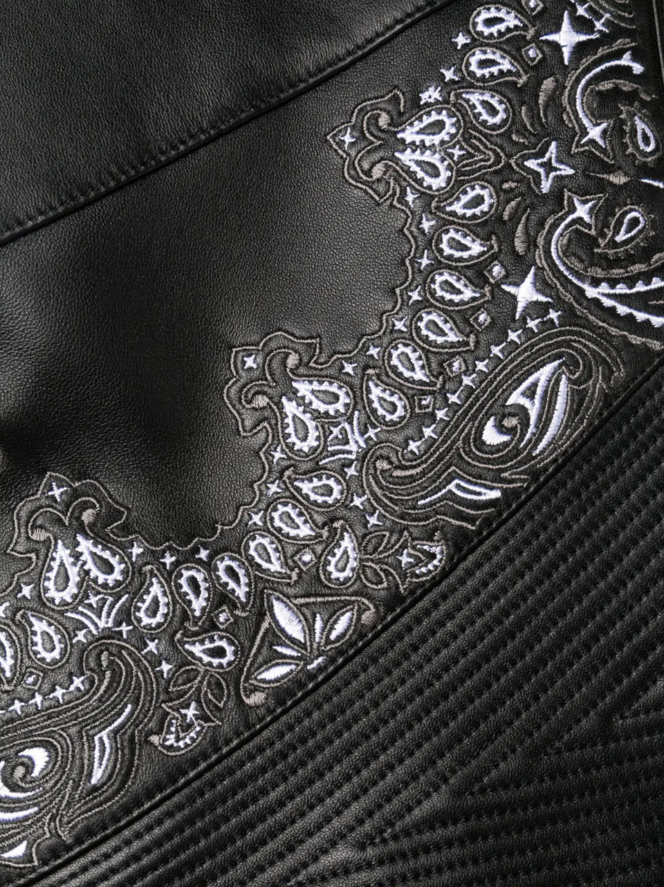 bandana-panelling skinny leather trousers
