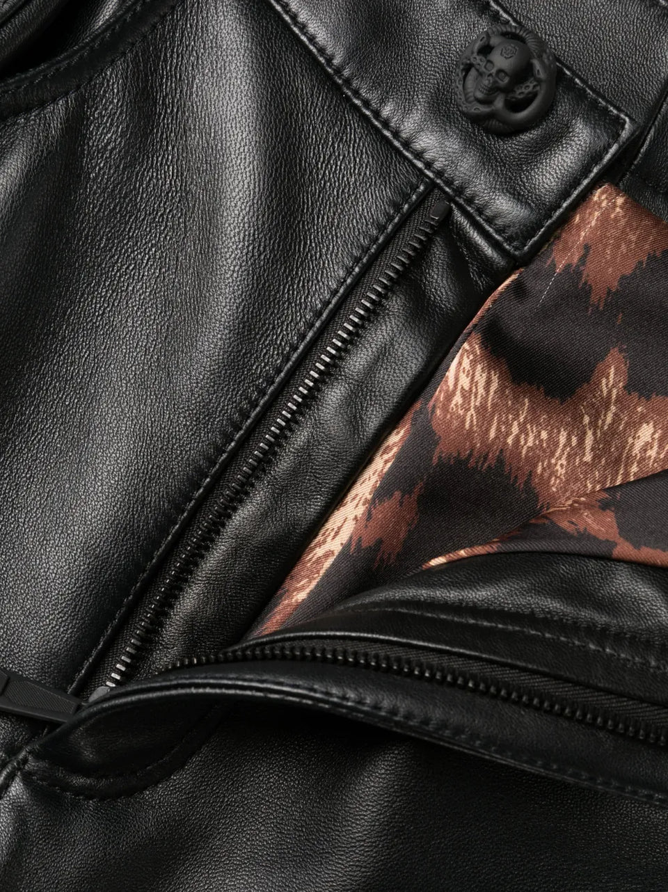 bandana-panelling skinny leather trousers