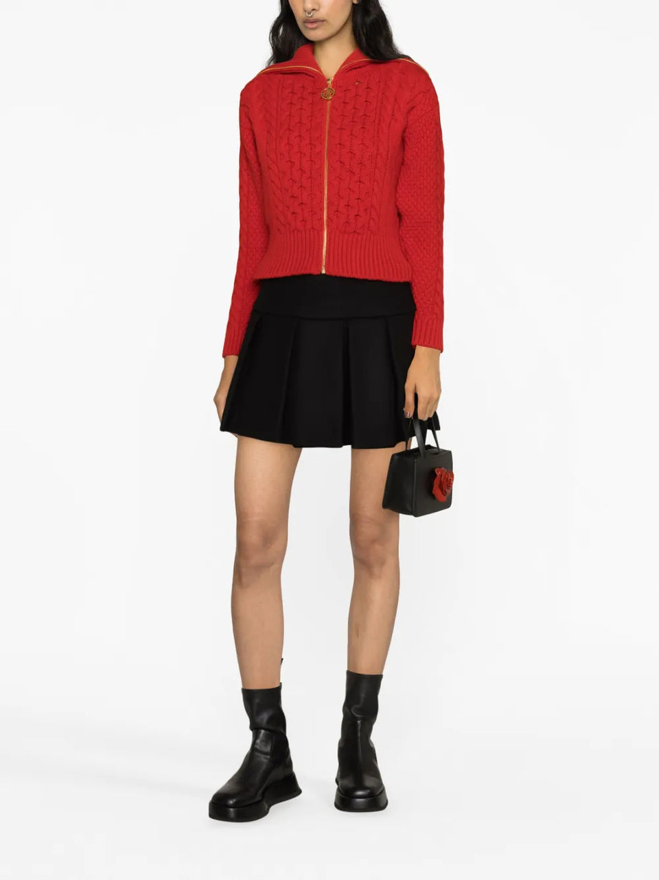 pleated A-line skirt