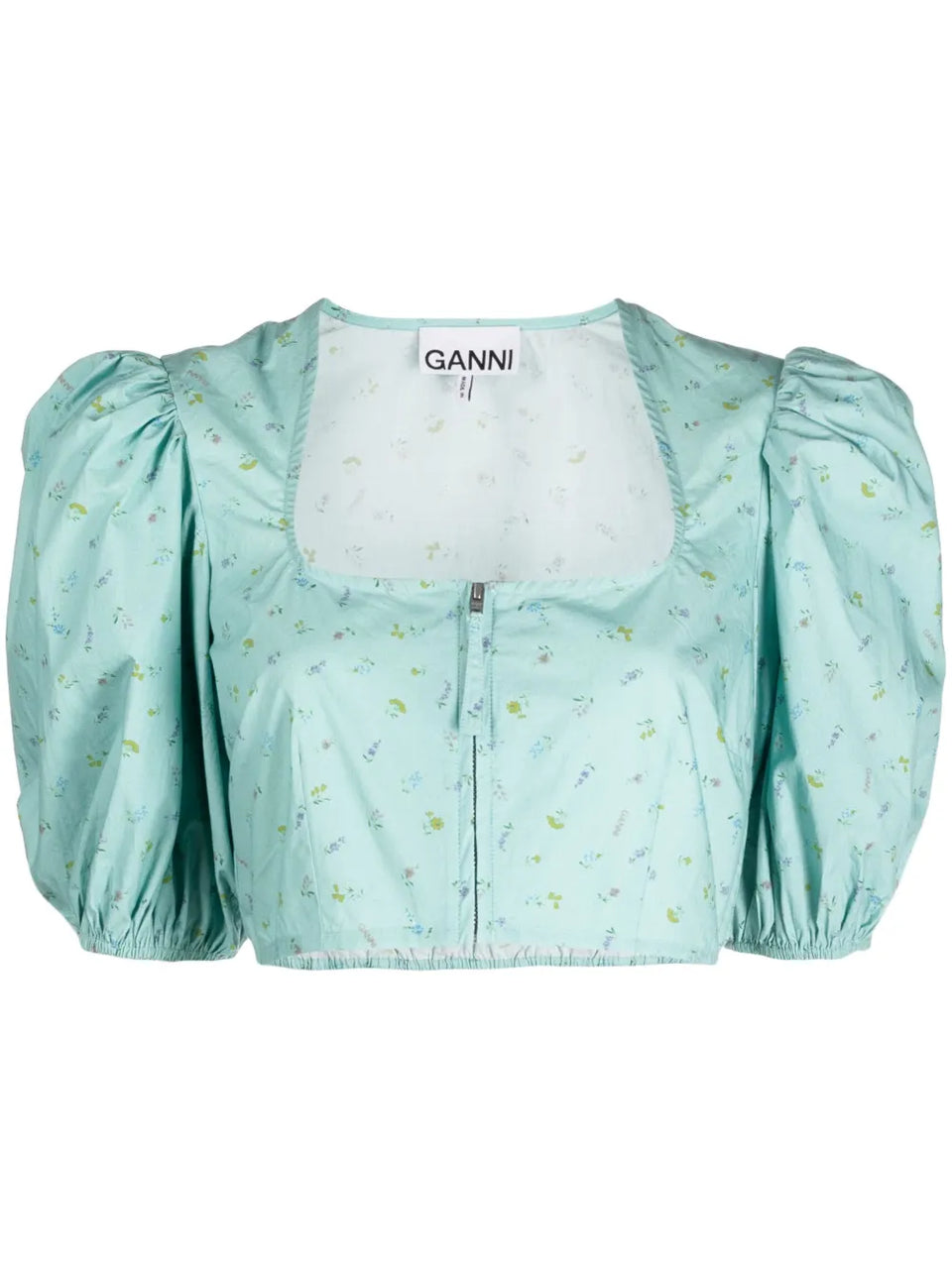 floral-print cropped blouse