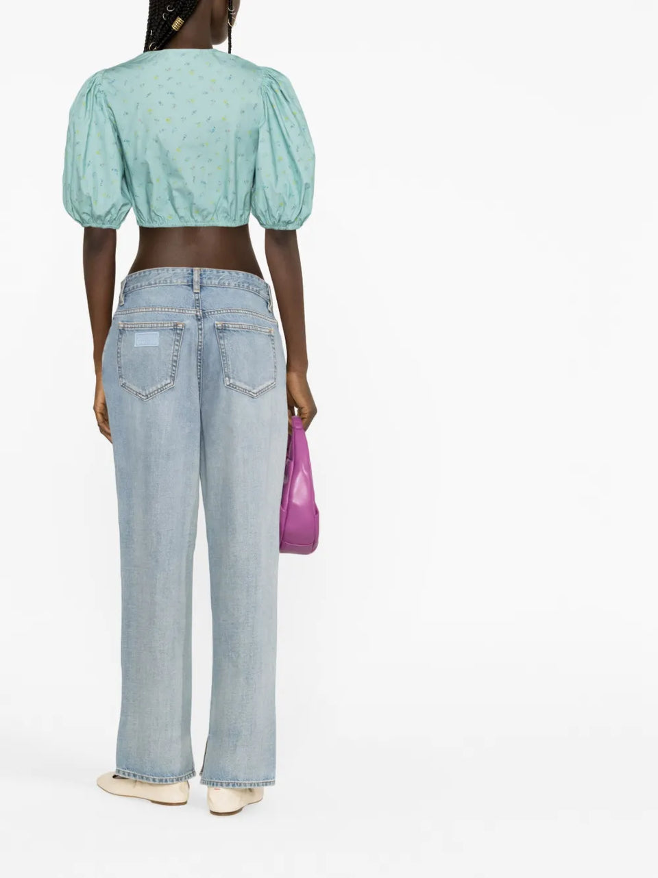 floral-print cropped blouse