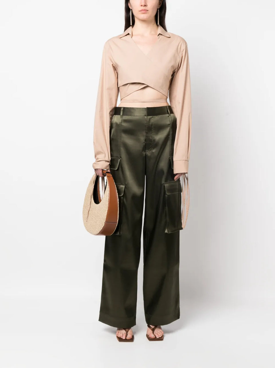 cropped wrap blouse