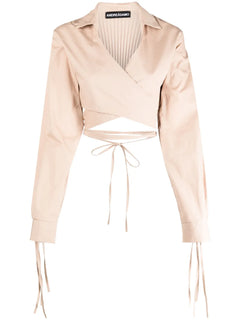 cropped wrap blouse