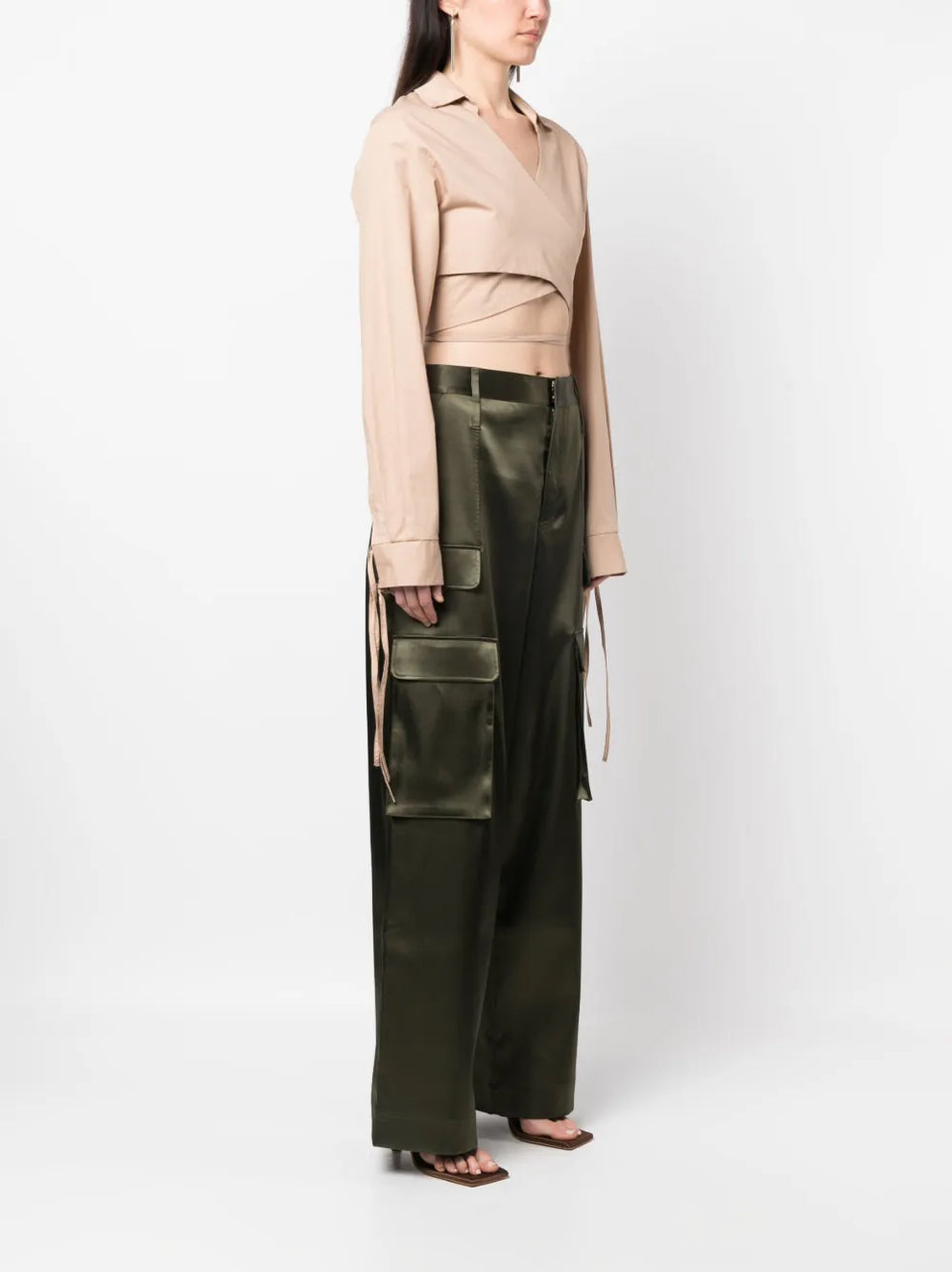 cropped wrap blouse