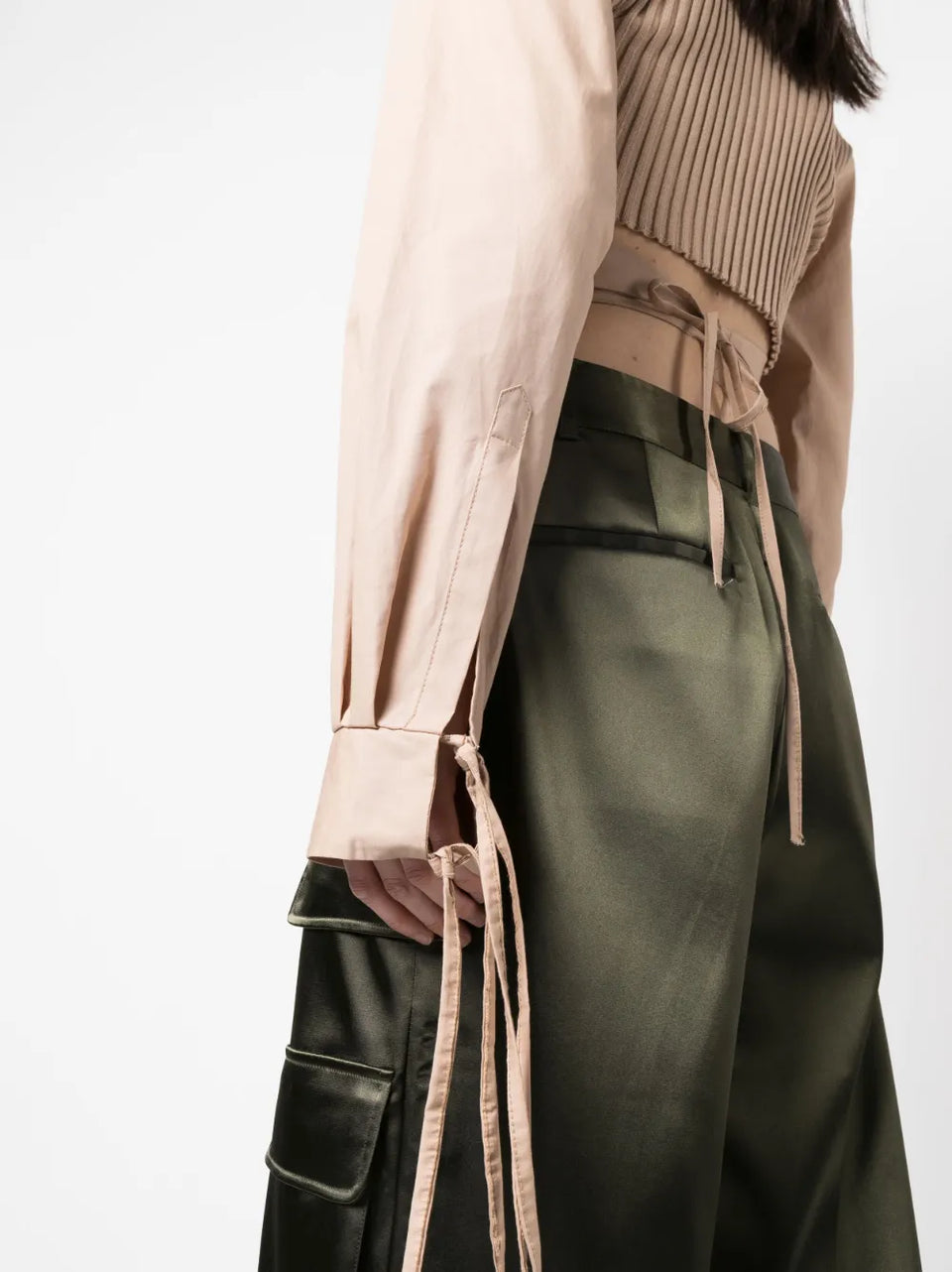 cropped wrap blouse