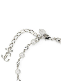 logo-charm pearl-detail anklet