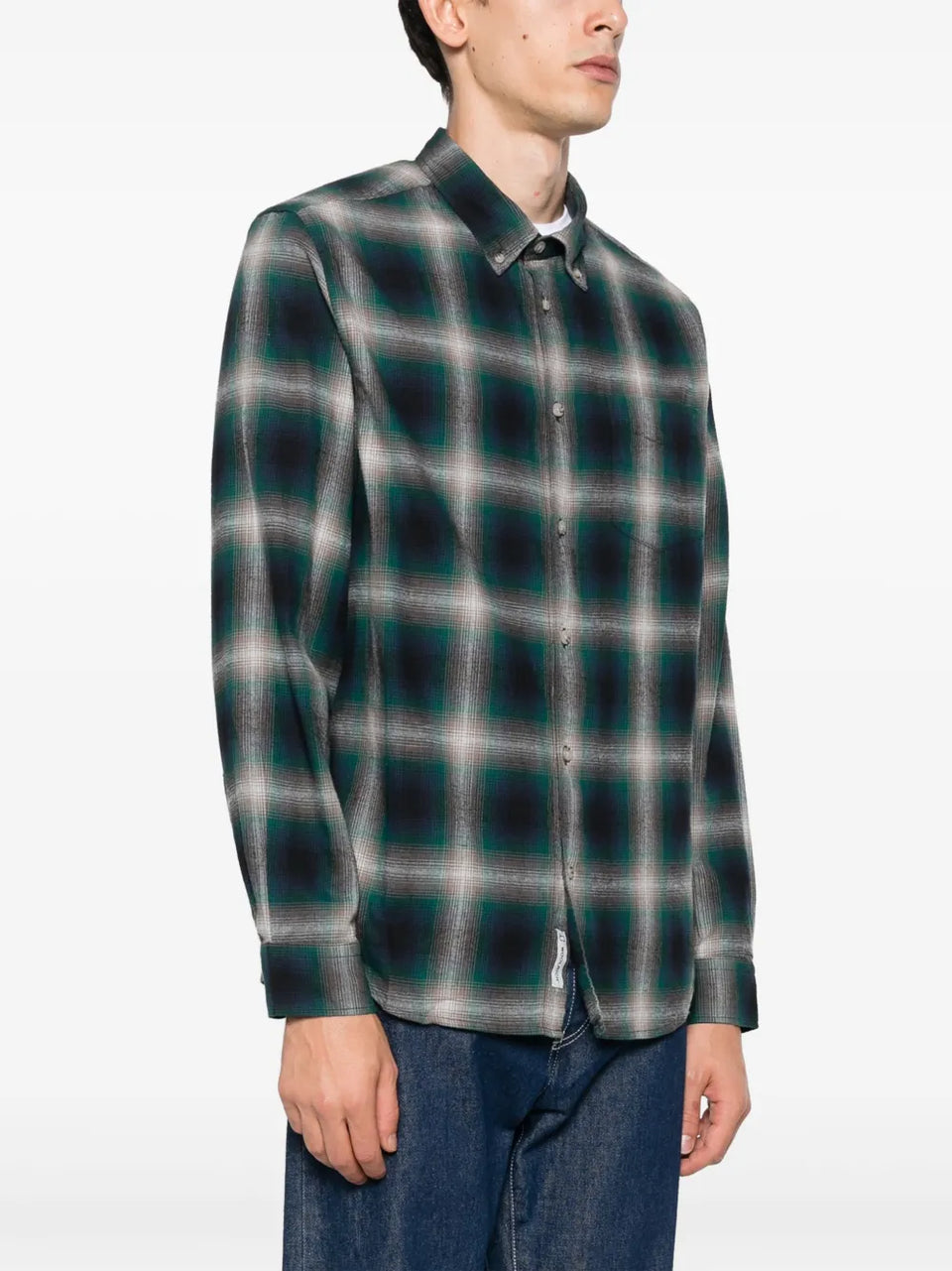 Madras plaid-check flannel shirt