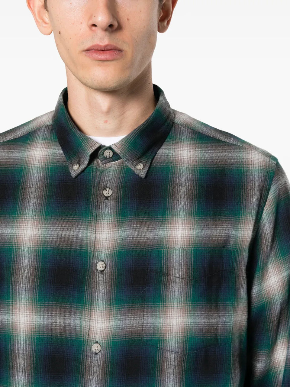 Madras plaid-check flannel shirt