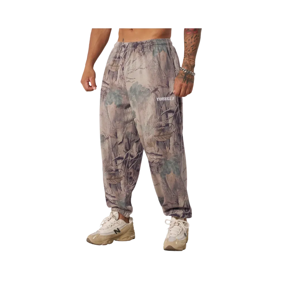 YoungLA Tree Camo Collection Baggy Joggers Beige Tree Camo
