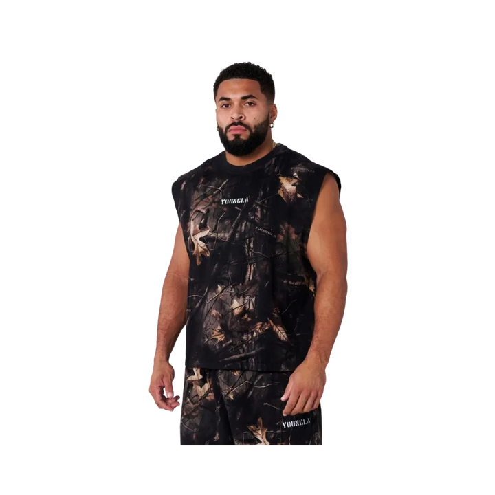 YoungLA Tree Camo Collection Cut Offs Black Tree Camo