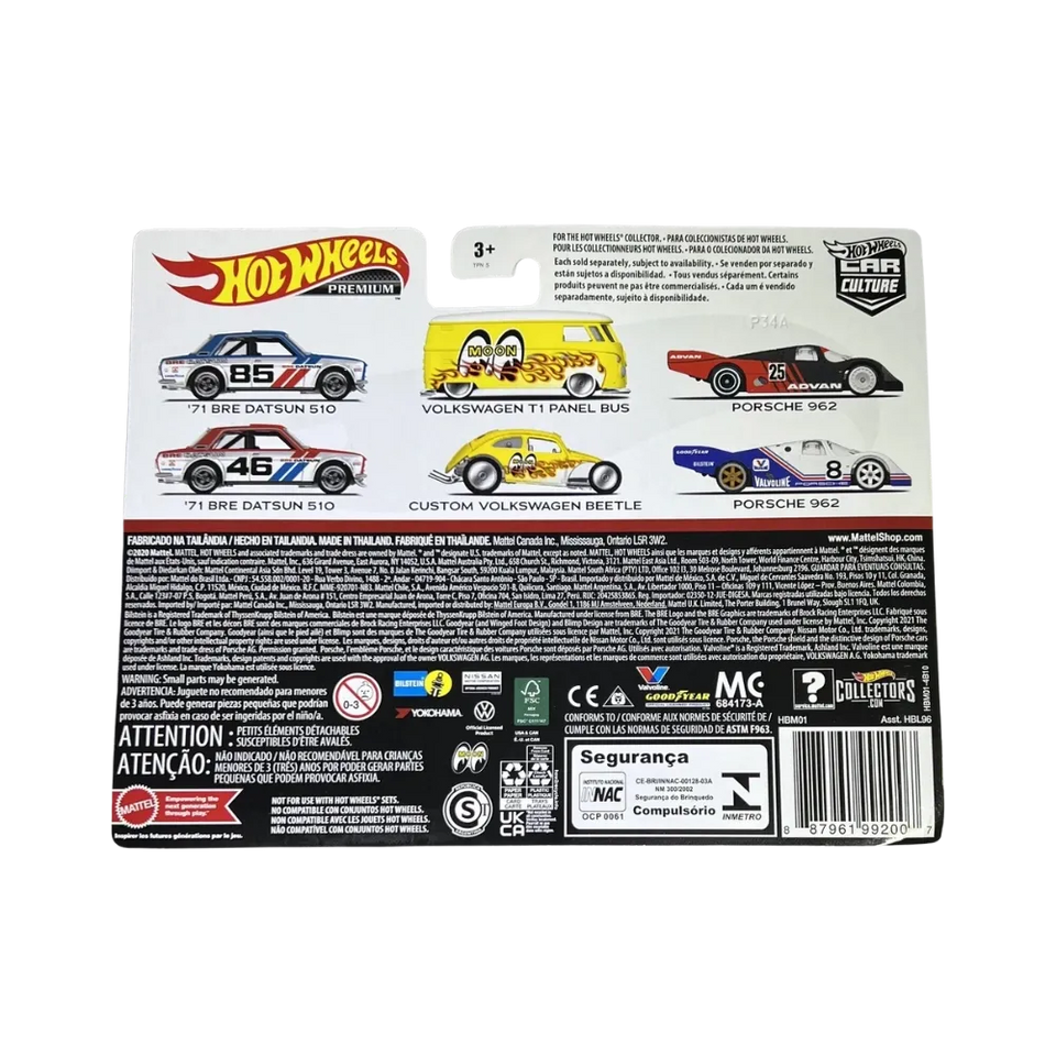 Hot Wheels Premium Car Culture Volkswagen T1 Panel Bus & Beetle 2-Pack Set