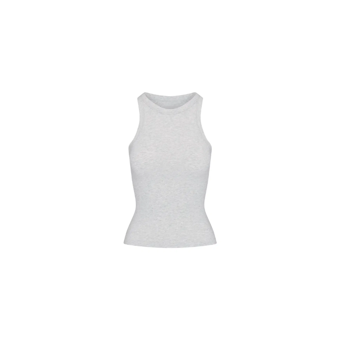 Skims Cotton Jersey Crew Neck Tank Light Heather Grey