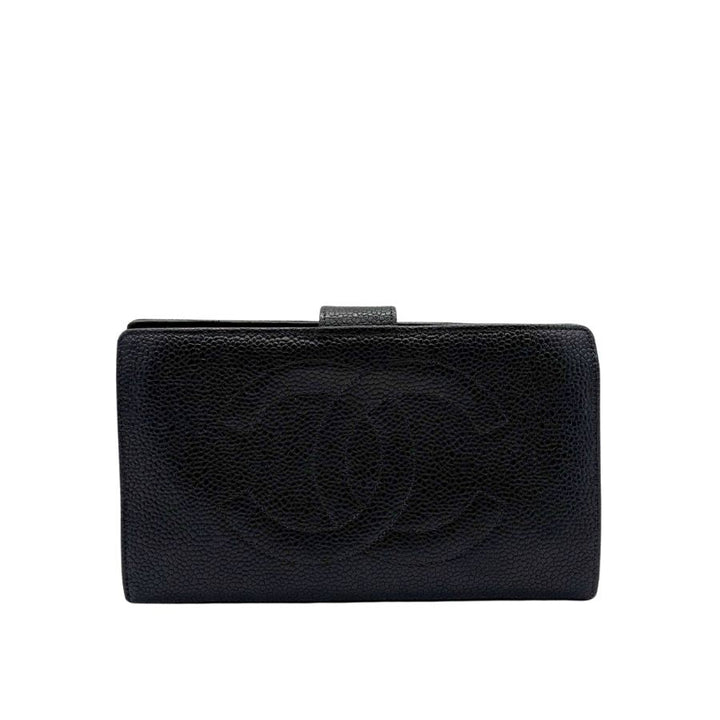 CS067 - CHANEL Vintage Black Caviar Leather Long Wallet