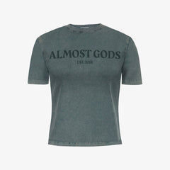 ALMOST GODS STONEWASHED ALMOST GODS T-Shirt IN GRANITE { GREY/CBLACK