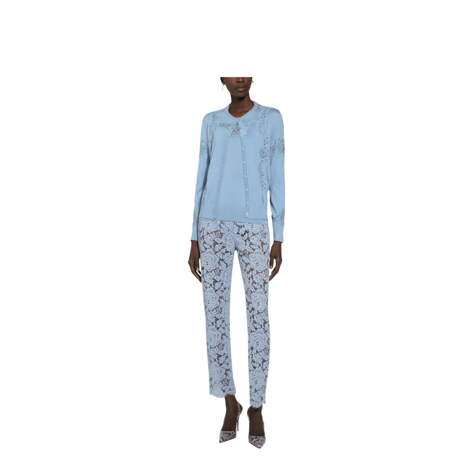 Tailored Floral Cordonetto Lace Pants
