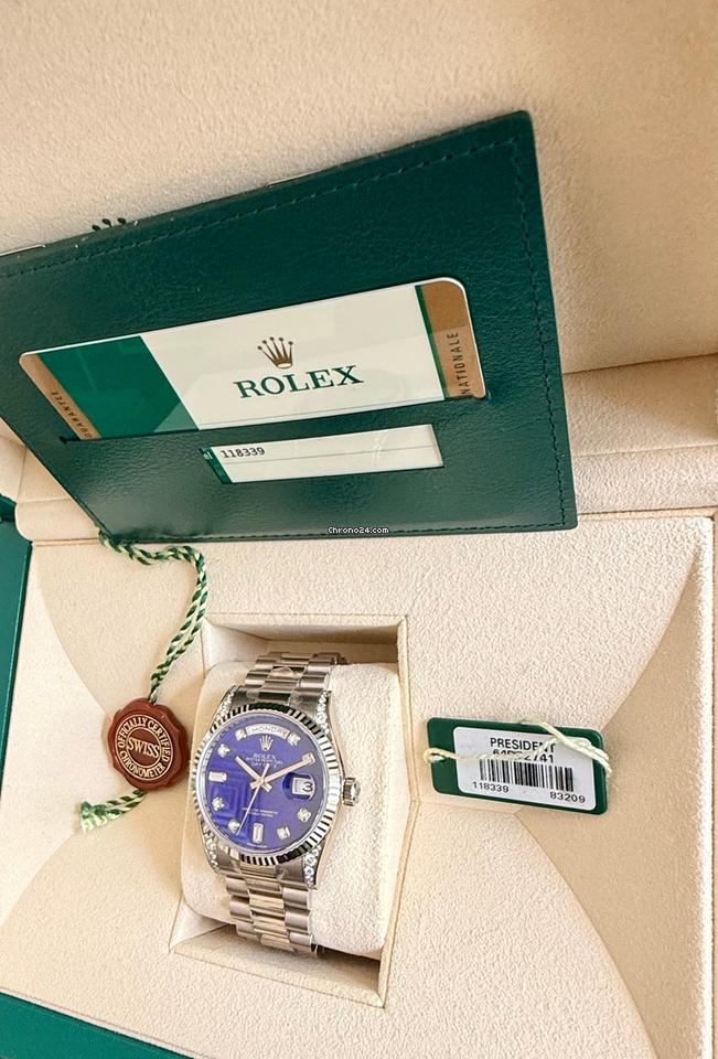 Rolex | Day-Date | 118339 | White gold | 36 mm | White gold | Blue | Automatic
