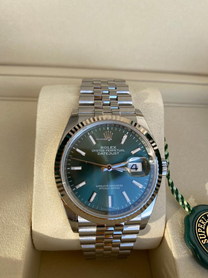 Rolex | Datejust | 126234 | White gold | 36 mm | Gold/Steel | Green | Automatic