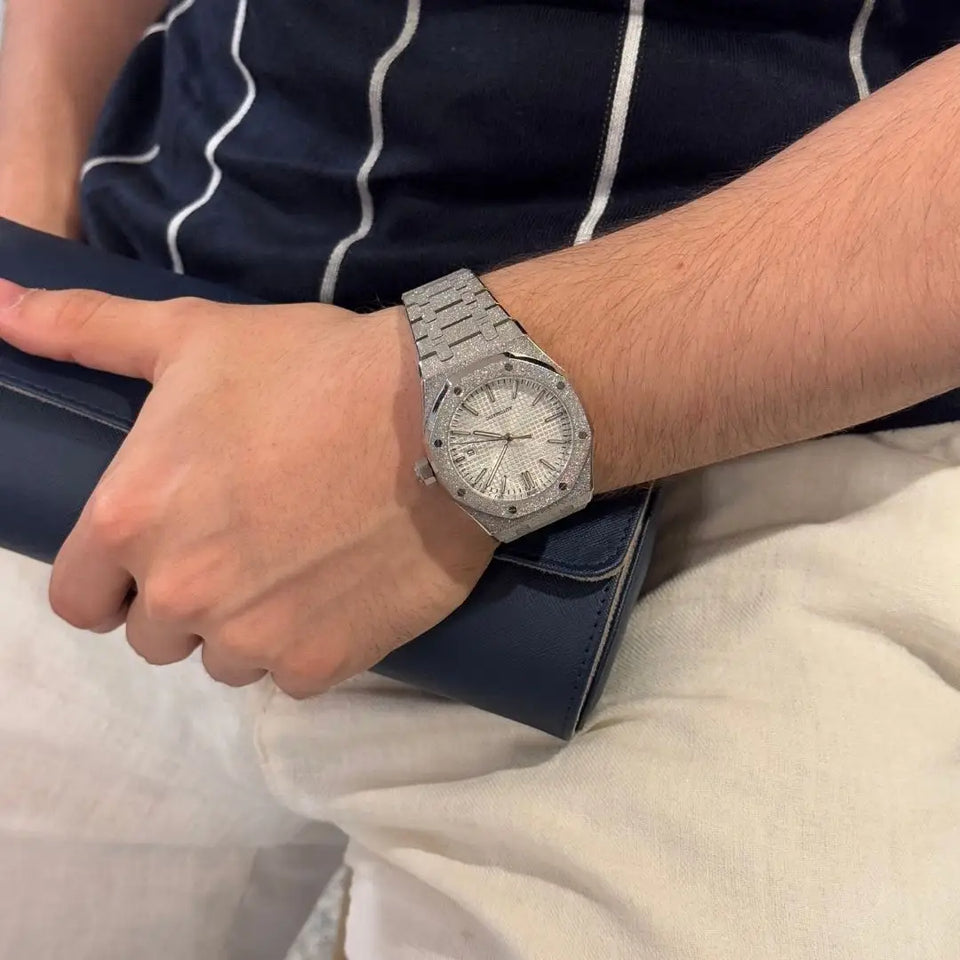 Royal Seikoak White Iced Out
