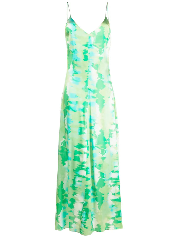 watercolour-print slip dress