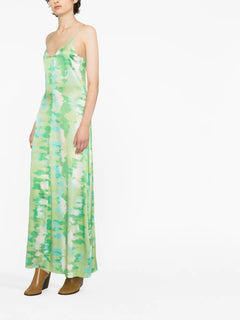 watercolour-print slip dress