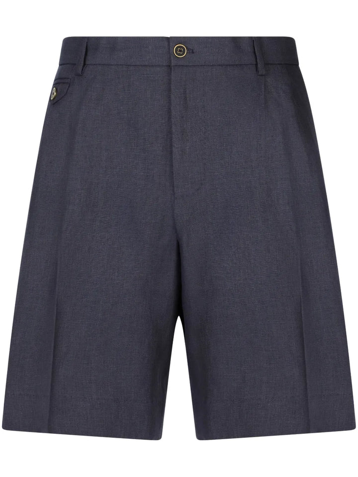 above-knee linen tailored shorts
