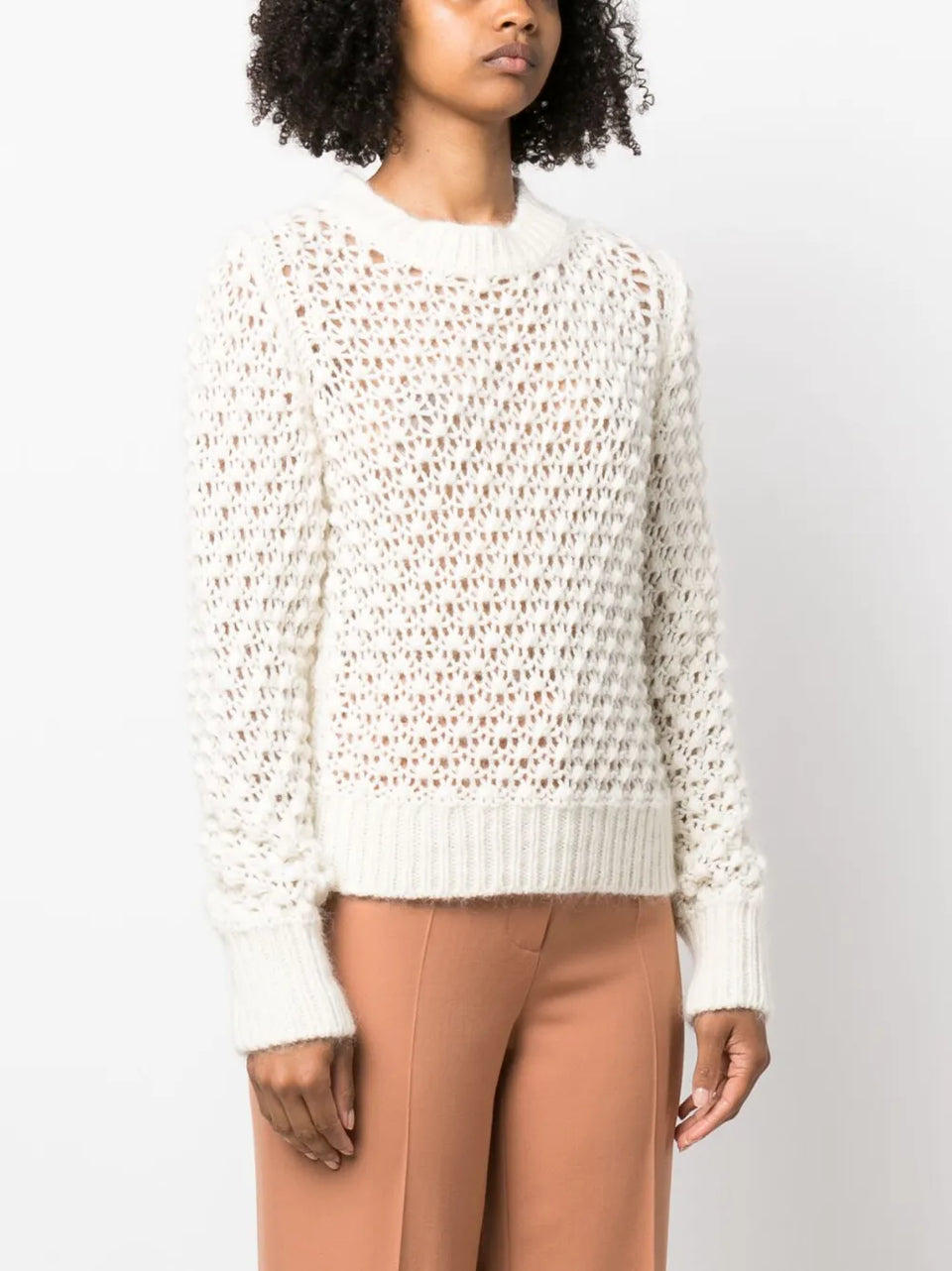open-knit long-sleeve jumper