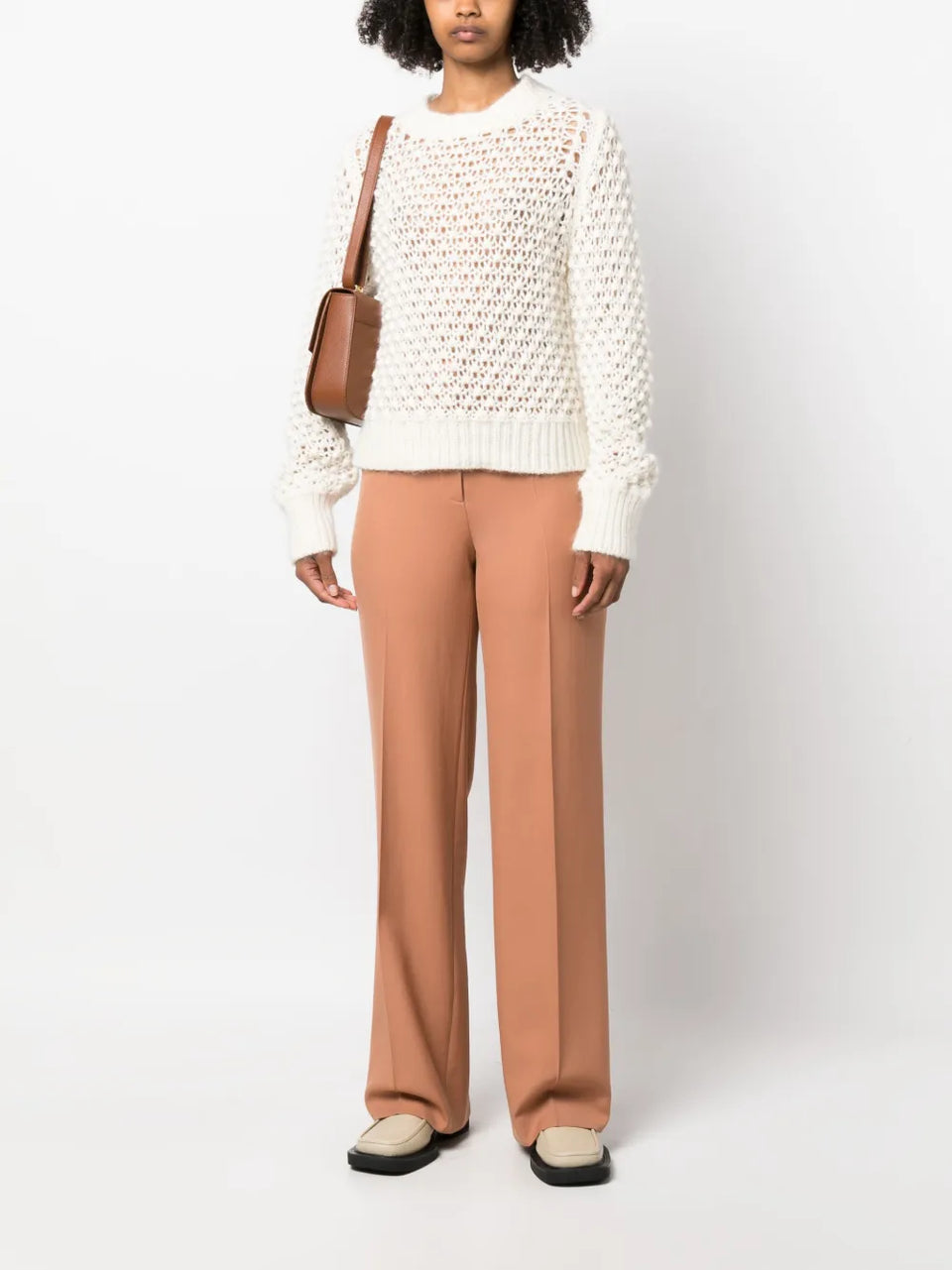 open-knit long-sleeve jumper