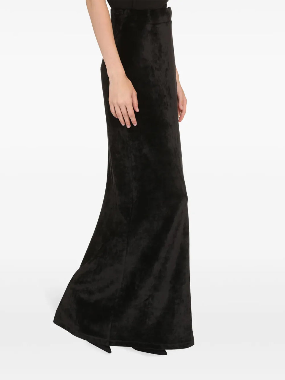 velvet-effect high-waisted skirt