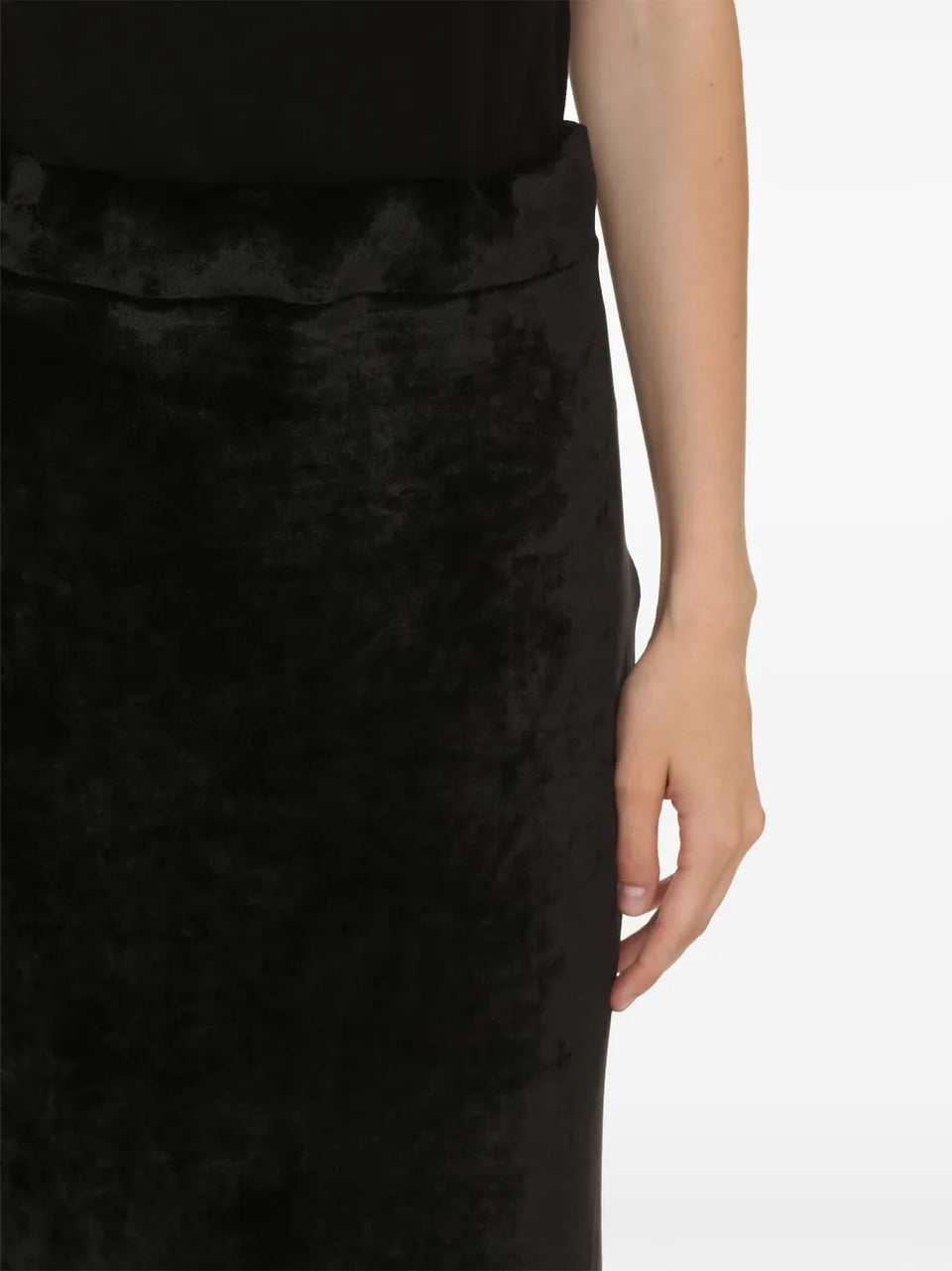 velvet-effect high-waisted skirt