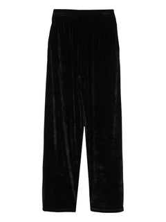 velvet-effect straight-leg trousers