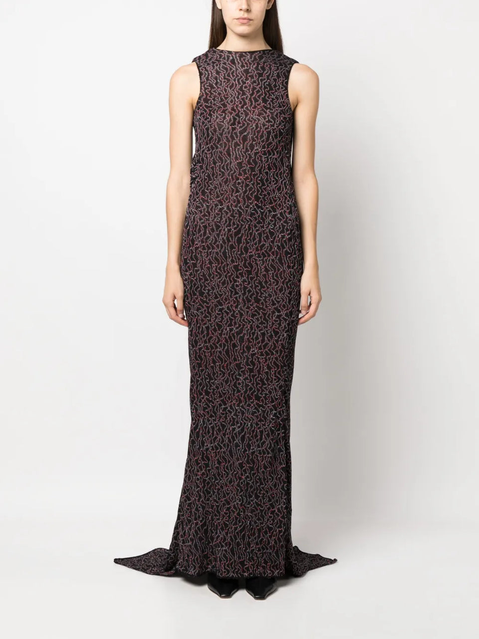 draped-detailing floor-length dress
