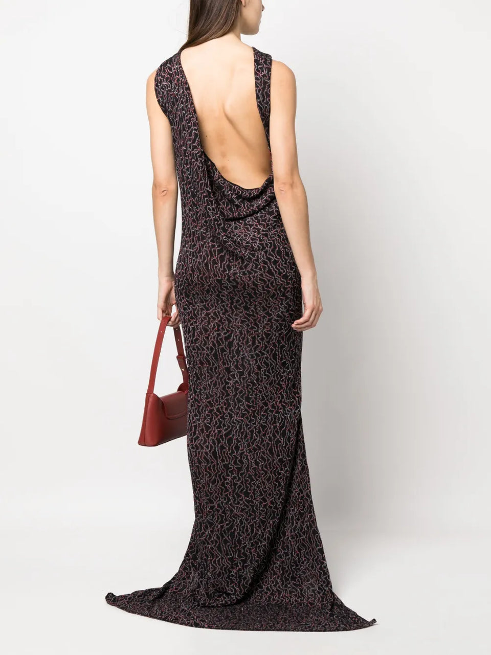 draped-detailing floor-length dress