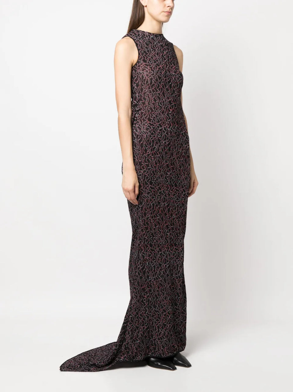 draped-detailing floor-length dress