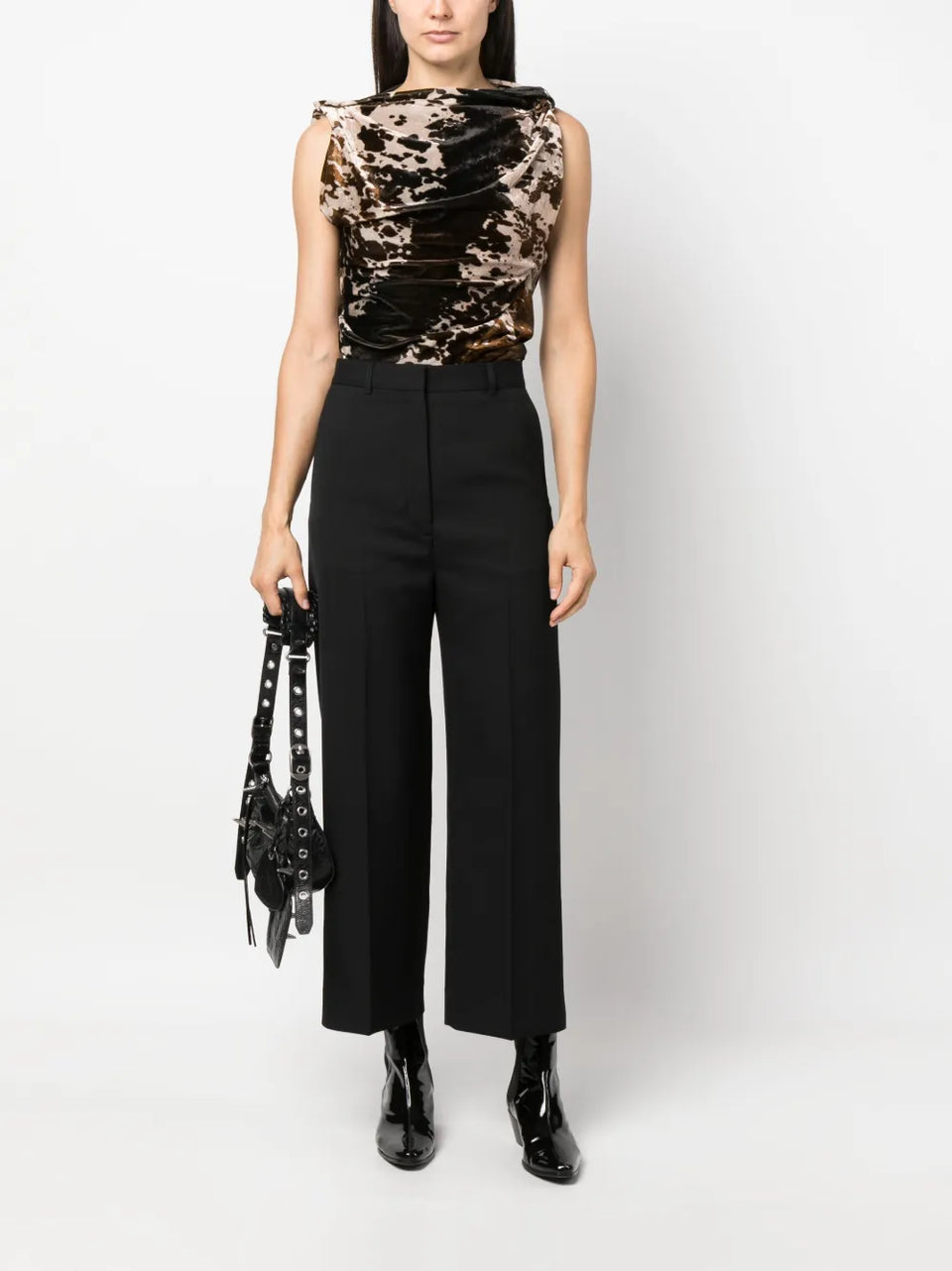 pressed-crease cropped-leg trousers