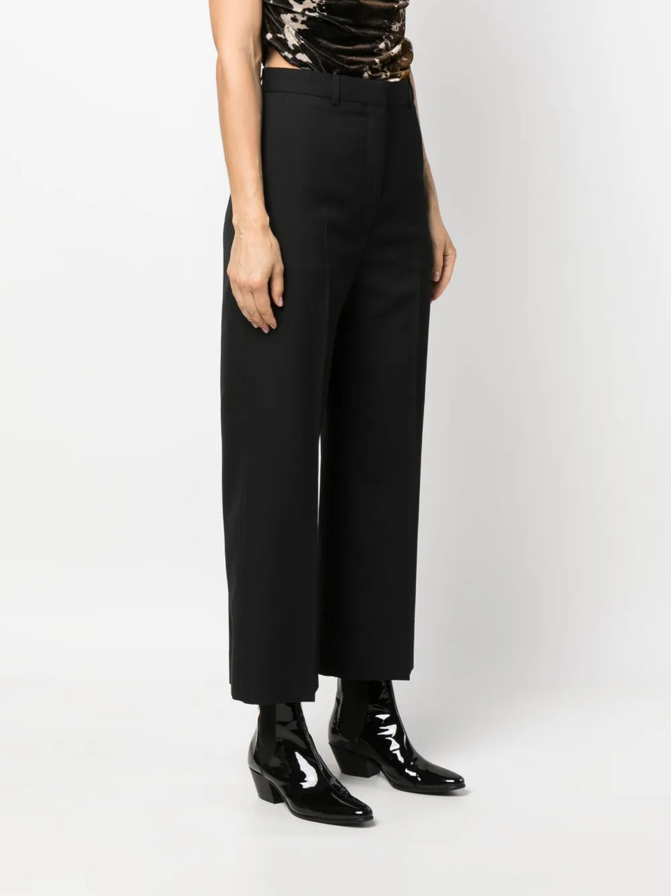 pressed-crease cropped-leg trousers