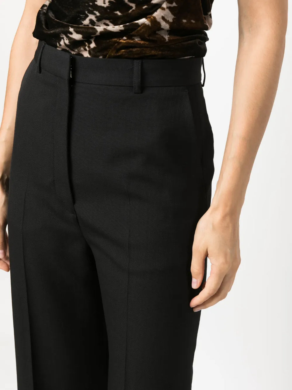 pressed-crease cropped-leg trousers