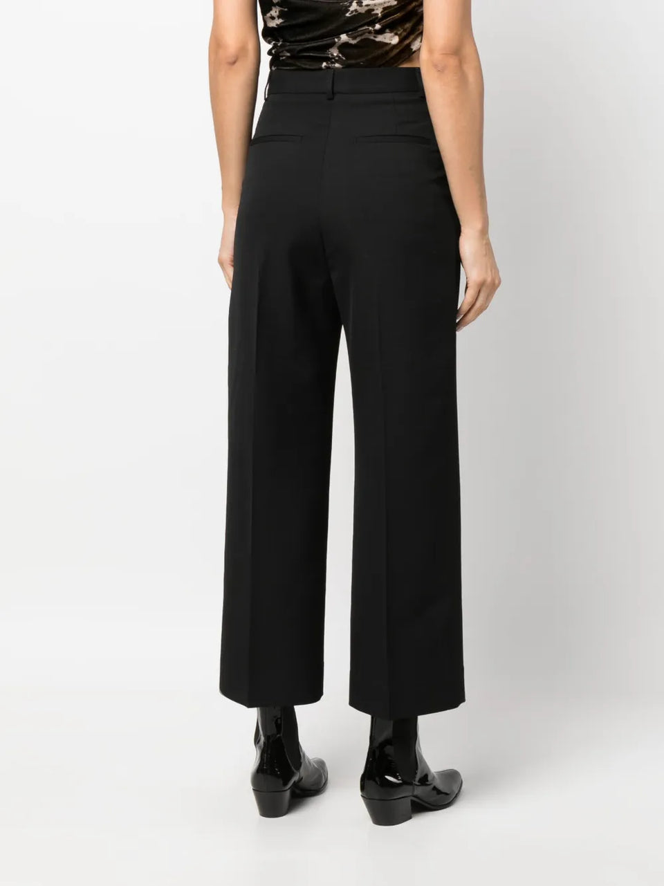 pressed-crease cropped-leg trousers