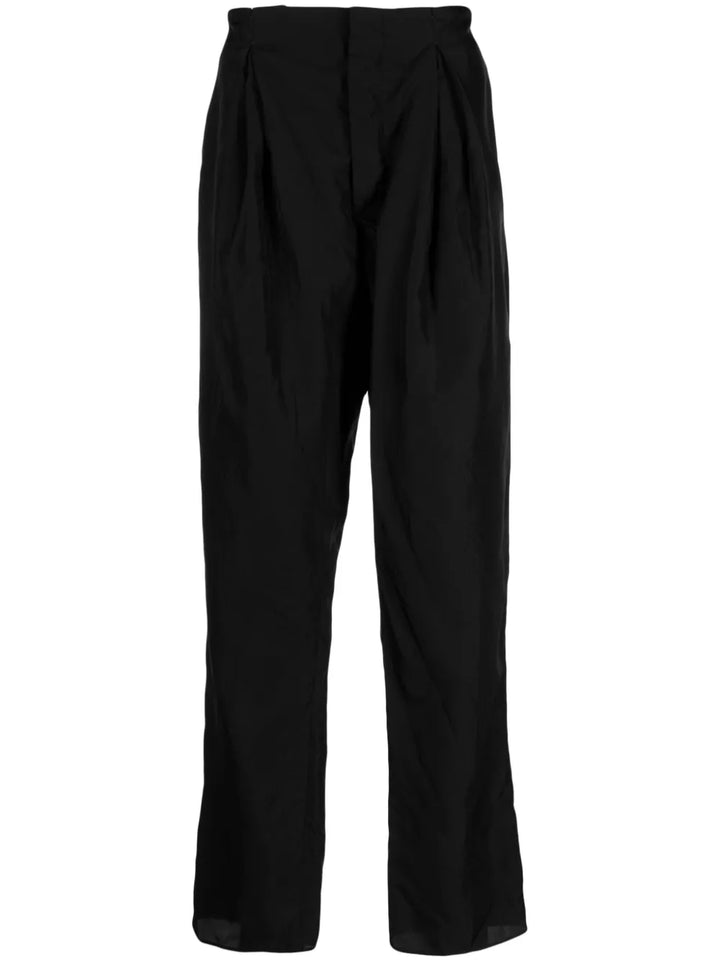 pleat-detail straight-leg trousers