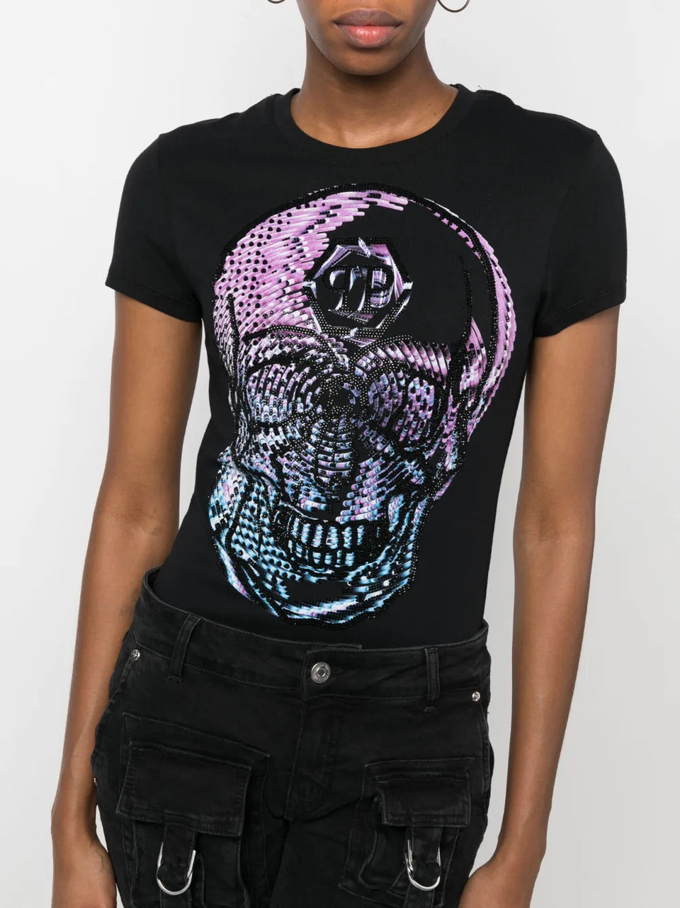 crystal-embellished skull T-Shirt