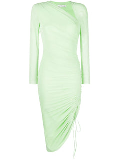 ruched mesh midi dress