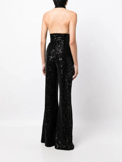 sequin-embellished halterneck jumpsuit