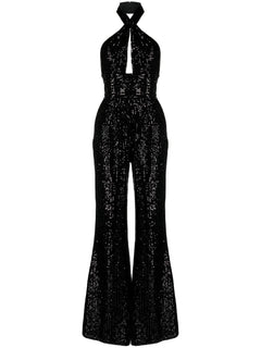 sequin-embellished halterneck jumpsuit
