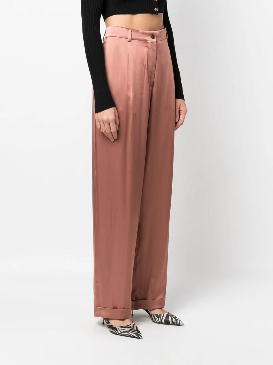 wide-leg satin trousers